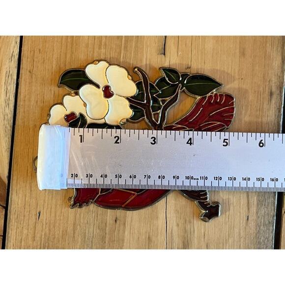 Red Bird w/ floral tree branch window catcher/ sun catcher. Birds. Decor - Picture 6 of 6